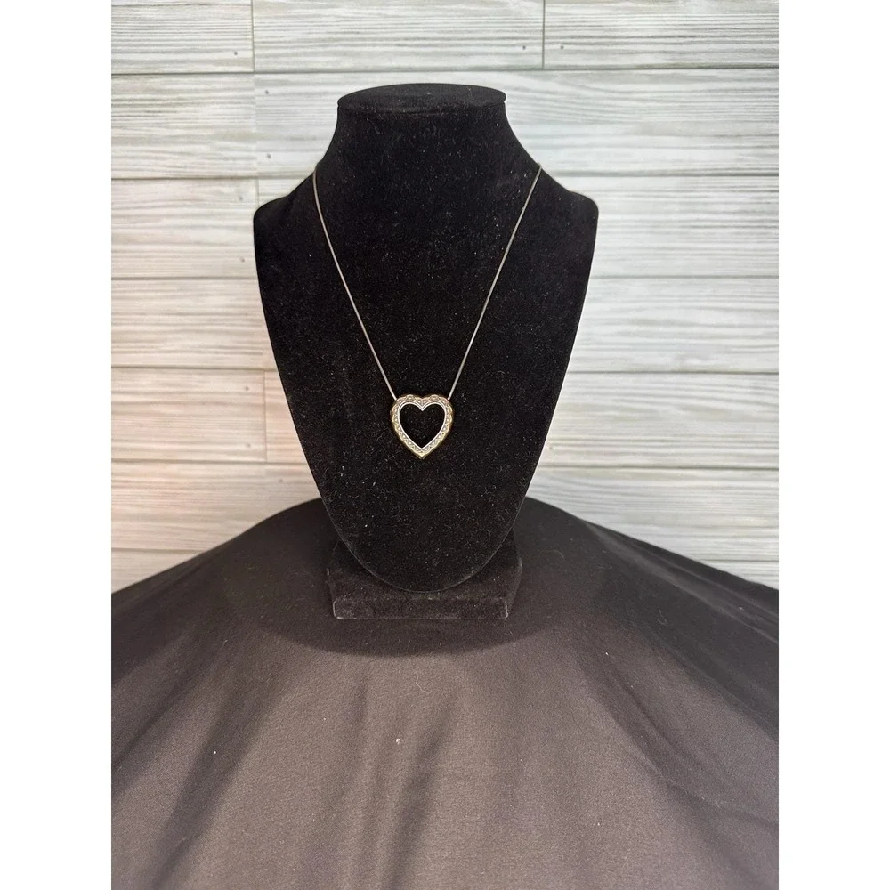 Brighton Pure Silver Plate Open Heart Drop Vintage Pendant Necklace